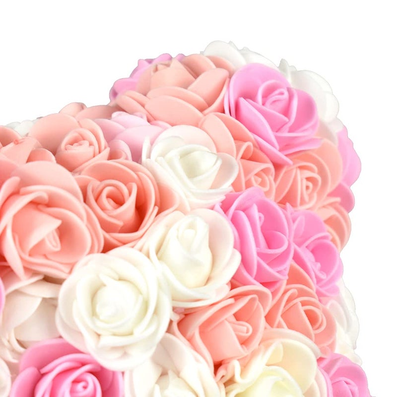 ASENVER Hand Made Artificial Flowers Rose Bear Pure Color for Valentine Birthday and Mother's Day with a 10" Pink Gift Box (Multi Color-Pinkbow) - Image 5